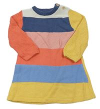 Žlto-pruhované svetrové šaty