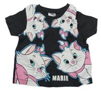 Tmavošedé tričko s kočičkami Marie Disney 