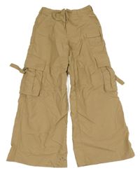 Béžové šusťákové wide leg cargo kalhoty zn.H&M