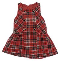 Červeno-čierno-biele kockované šaty s gombíkmi Matalan