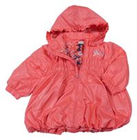 Ružová šušťáková jesenná bunda s kočičkami a kapucňou H&M