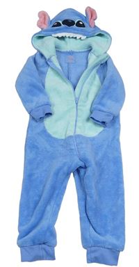 Modro-svetlomodrá chlpatá kombinéza s kapucí - Stitch zn. PRIMARK