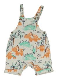 Biele teplákové na traké kraťasy s dinosaurami a palmami Matalan