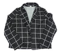 Černo-bílý kostkovaný cardigan SHEIN