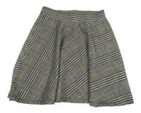 Čierno-svetlošedá -hnedá károvaná vzorovaná kolová sukňa New Look