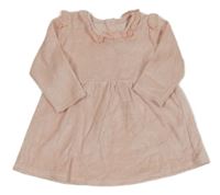 Světlerůžové sametové šaty s volánky s květy Matalan