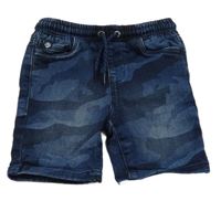 Modro-tmavomodré army teplákové rifľové kraťasy Next