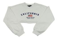 Biela crop mikina s nápismi a vlajkou New Look