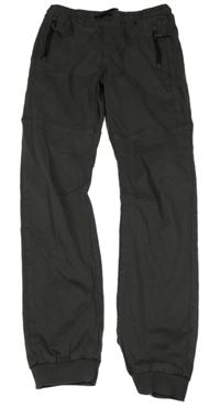 Tmavošedé cuff slim plátěné kalhoty Denim Co.