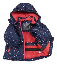 Tmavomodrá puntíkatá šusťáková zimní funkční bunda s kapucí ACTIVE TOUCH