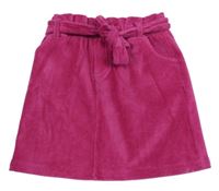 Tmavoružová rebrovaná paper bag zamatová sukňa s opaskom ISAAC MIZRAHI