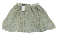 Nové - svetlomodrá kvietkovana plisovaná sukňa s mašlou PRIMARK