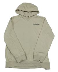 Svetlobéžová mikina s nápismi a vreckom a kapucňou George