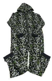 Čiernoý overal s ovladači a kapucňou The Pyjama Factory