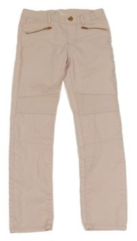 Světlerůžové skinny rifle se zipy H&M