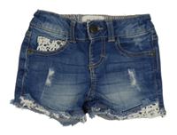 Modré riflové kraťasy s prošoupáním a krajkou Debenhams