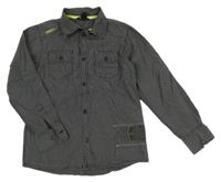 Černo-bílá kostkovaná košile s nápisy H&M