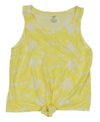 Žlto-biely batikovaný crop top s uzlom H&M