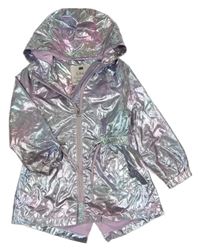 Sivo-modro-fialová metalická šušťáková jarná parka s kapucňou F&F