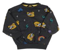 Tmavošedá melírovaná oversize mikina s medvídky Pudsey George