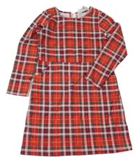 Červeno-tmavomodro-modrozeleno-zlaté kockované šaty H&M