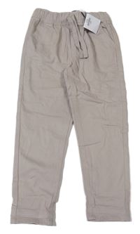Nové - šedobéžové jogger plátěné kalhoty Denim Co.
