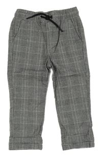 Čierno-biele kockované vzorované chino slim nohavice Denim Co.