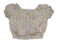 Bílá květovaná podšitá crop halenka Tahari