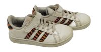 Bílé koženkové botasky se vzorovanými pruhy Adidas vel. 28