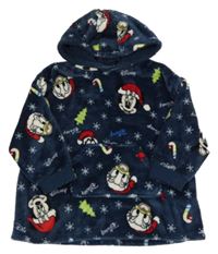 Tmavomodrá chlpatá oversize mikina s Mickeym s přáteli a kapucňou Primark