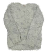 Svetlosivý chlpatý sveter s hviezdami H&M