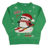 Zelený sveter s tučňákem