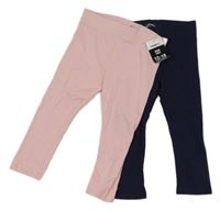 Nové - 2x legíny - tmavomodré + růžové Pep&Co