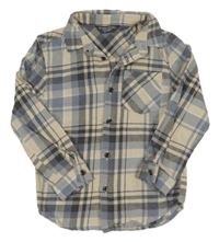 Béžovo-modro-černá kostkovaná košile Primark