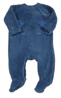 Tmavomodrý chlupatý overal se slonem