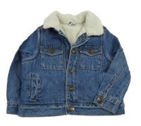 Modrá rifľová zateplená bunda Tu