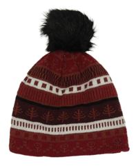 Vínovo-hnedá vzorovaná čapica s brmbolcom