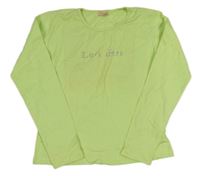 Limetkové triko s nápisem z kamínků