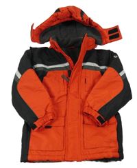 Červeno-černá šusťáková zimní bunda s kapucí