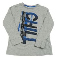 Šedé melírované triko s nápisem C&A