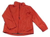 Červená šušťáková jarná bunda s ukrývací kapucňou