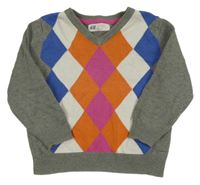 Šedo-barevný károvaný svetr H&M
