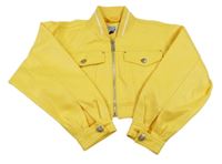 Žltá koženková podšitá crop bunda