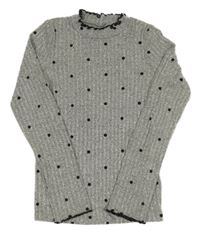 Sivé melírované bodkovaná é rebrované úpletové tričko F&F