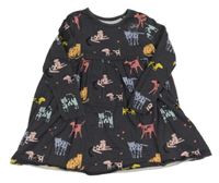 Antracitové bavlnené šaty s mačkami a psy George