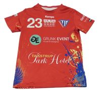 Červené sportovní tričko s potiskem