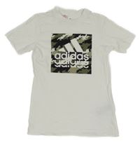 Biele tričko s army potlačou a logom Adidas
