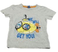 Sivé melírované tričko s ponorkou Dopodopo