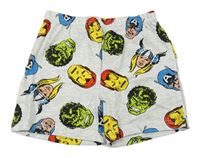 Sivé melírované bavlnené kraťasy s Avengers
