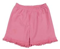 Ružové rebrované kraťasy s strapcemi Shein